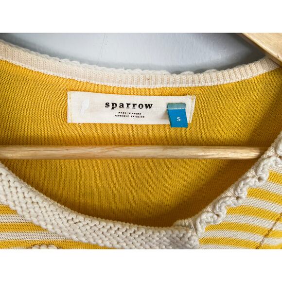 ANTHROPOLOGIE SPARROW sz S Loose Lines yellow cardigan vgucf - Picture 3 of 7